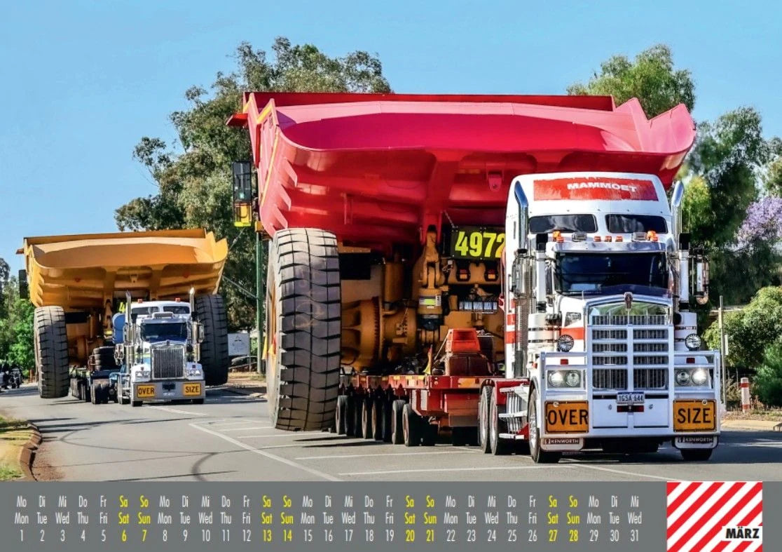Schwertransporter Kalender 2027 – Ansicht