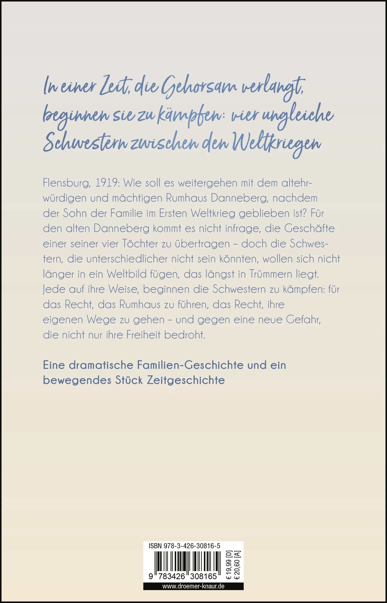 Buchrückseite von 'Schwestern fürs Leben' mit Klappentext - Paperback