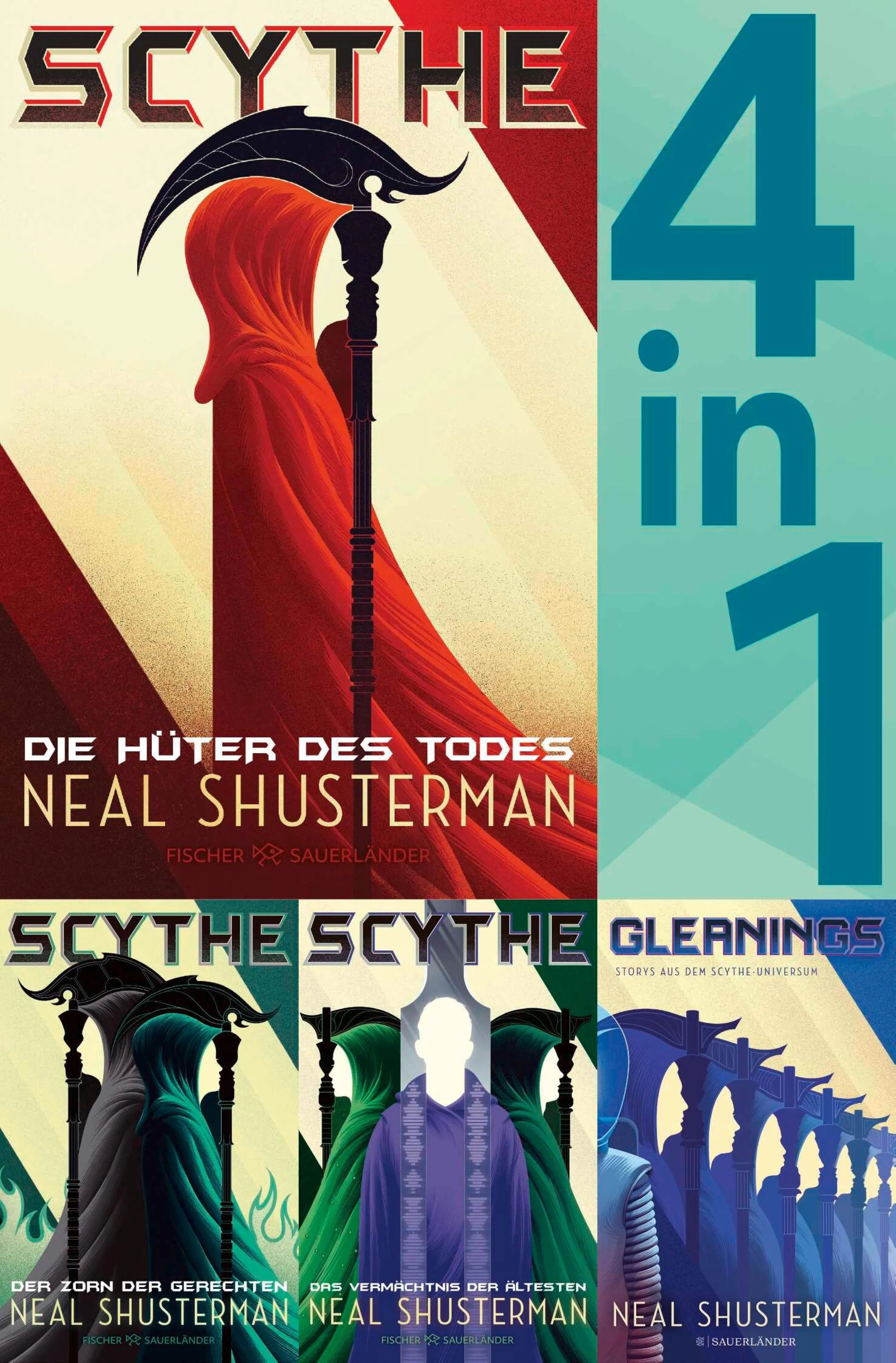 Cover: Scythe Band 1-3 & Gleanings in einem Bundle: Die Hüter des Todes / Der Zorn der Gerechten / Das Vermächtnis der Ältesten / Storys aus dem Scythe-Universum (E-Book) von Neal Shusterman