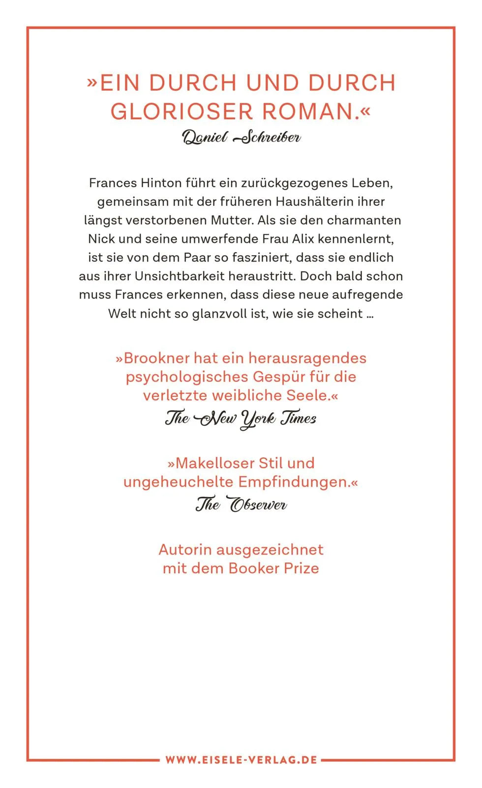 Buchrückseite von 'Seht mich an' mit Klappentext - Gebundene Ausgabe