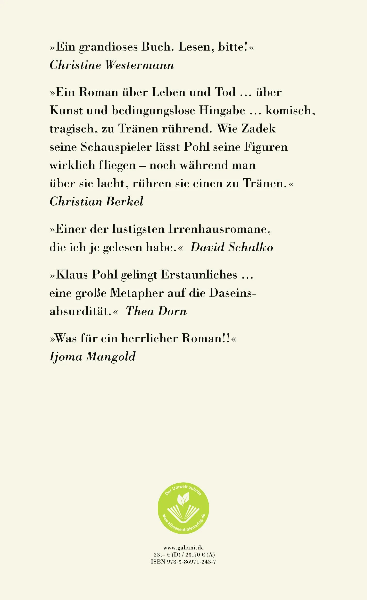 Buchrückseite von 'Sein oder Nichtsein' mit Klappentext - Gebundene Ausgabe
