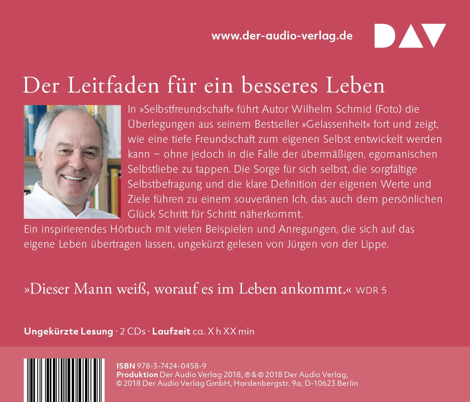 Buchrückseite von 'Selbstfreundschaft. Wie das Leben leichter wird' mit Klappentext - Hörbuch (CD)