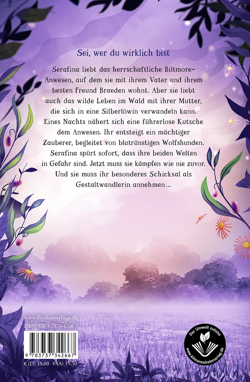 Buchrückseite von 'Serafina Black – Der Ruf der Verwandlung' mit Klappentext - Gebundene Ausgabe