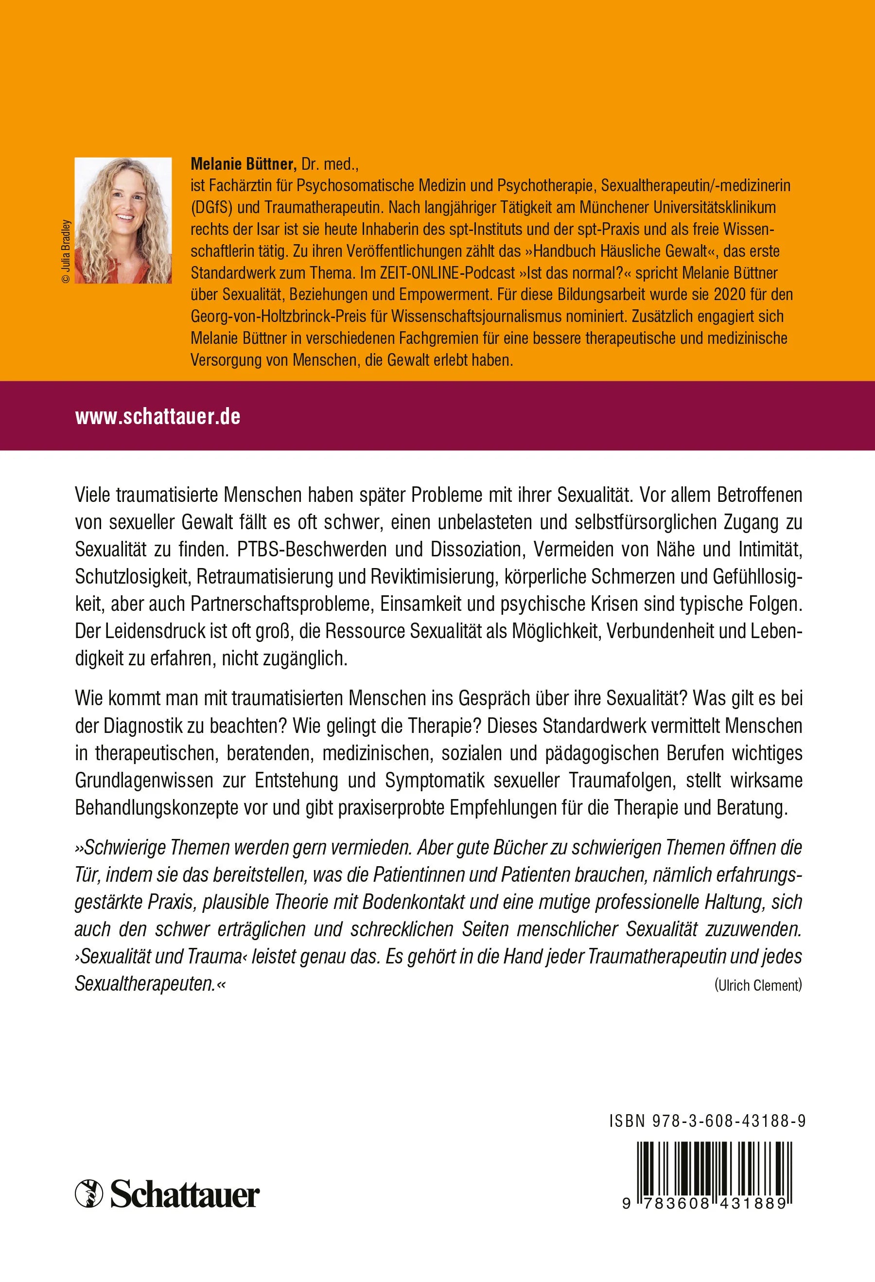 Buchrückseite von 'Sexualität und Trauma' mit Klappentext - Gebundene Ausgabe