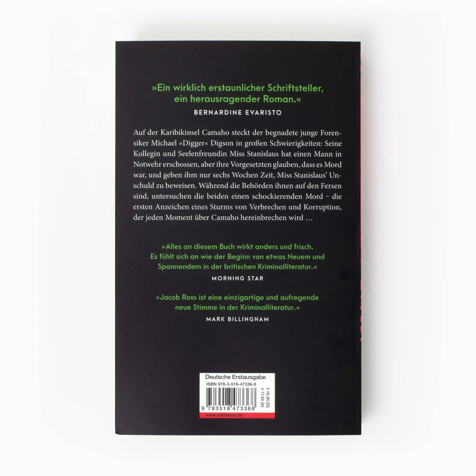 Buchrückseite von 'Shadowman' mit Klappentext - Paperback