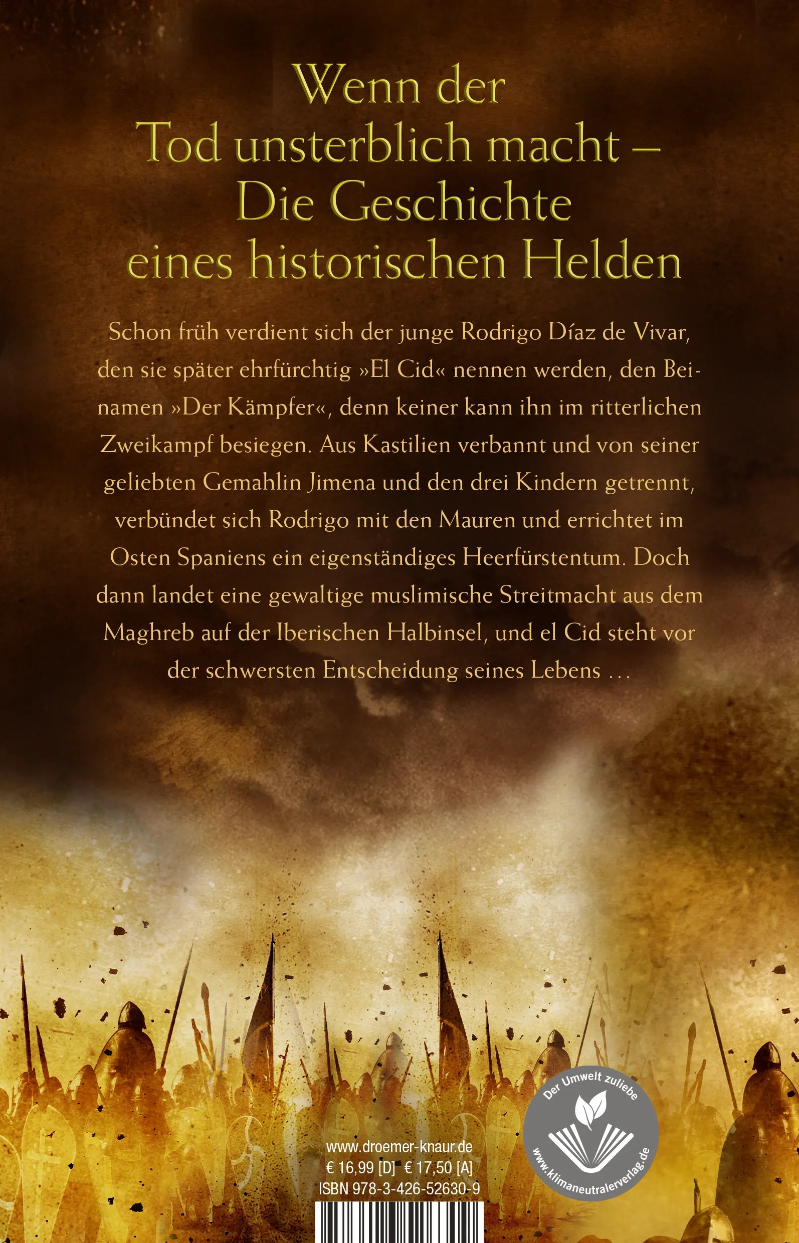 Buchrückseite von 'Sie nannten ihn Cid. Eine spanische Legende' mit Klappentext - Paperback