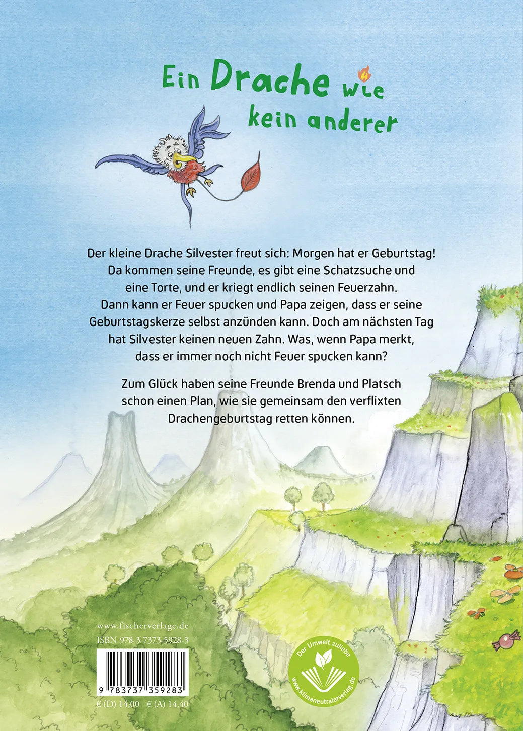 Buchrückseite von 'Silvester von der Löffelzacke – Verflixt und Drachenzahn' mit Klappentext - Gebundene Ausgabe