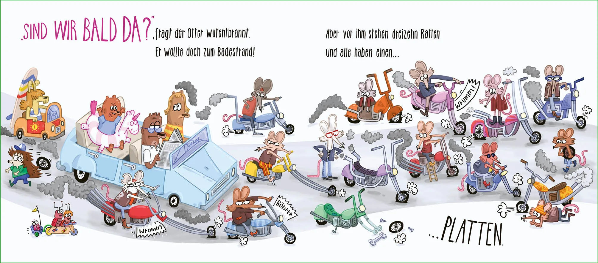 Produktansicht: Sind wir bald da? Kroko, Fuchs und Pfau – alle stehen im Stau (Gebundene Ausgabe)