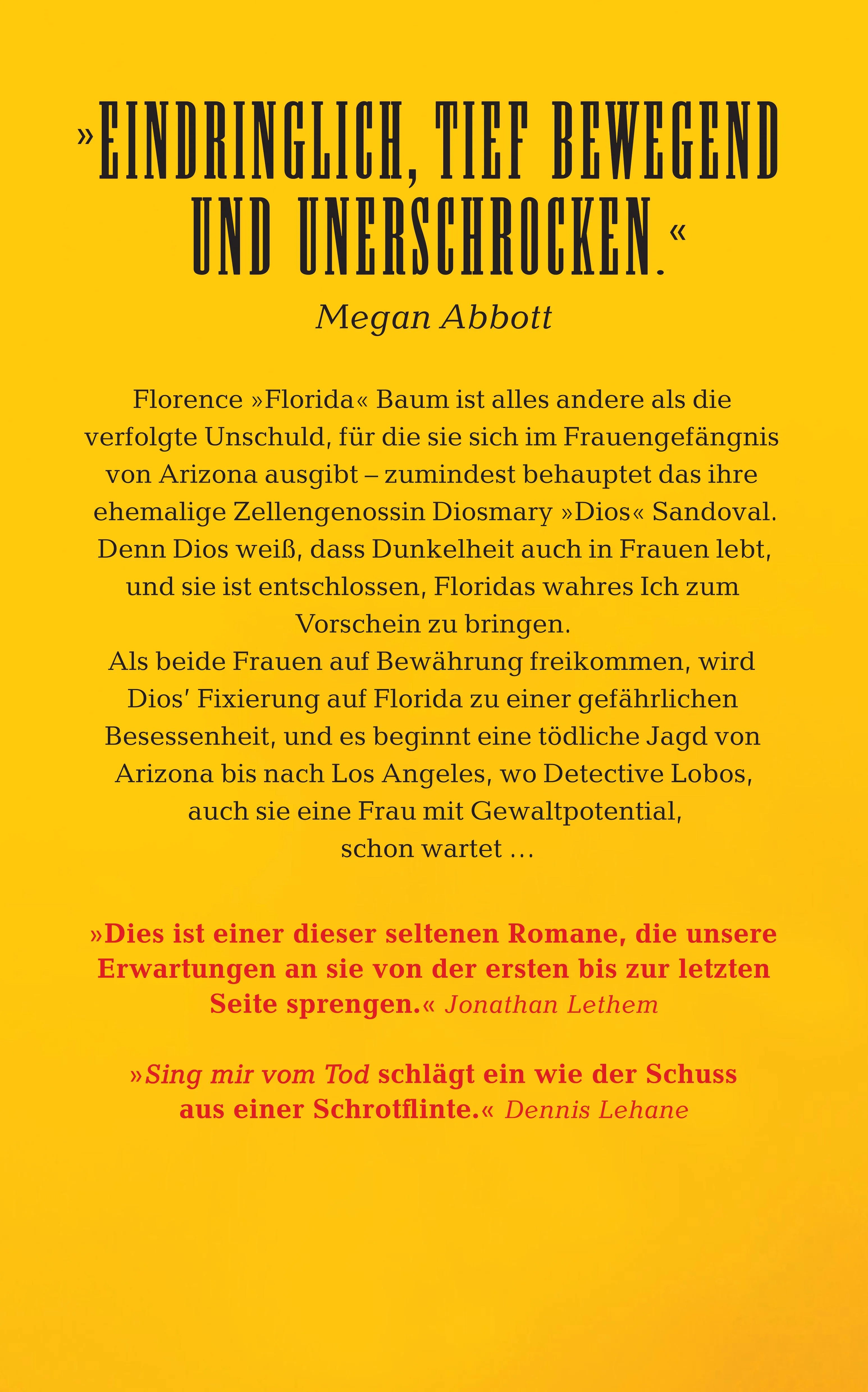 Buchrückseite von 'Sing mir vom Tod' mit Klappentext - Paperback