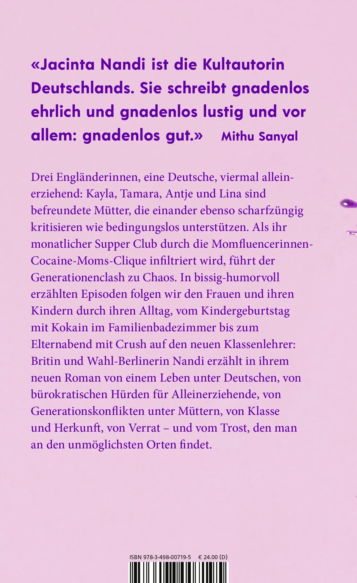 Buchrückseite von 'Single Mom Supper Club' mit Klappentext - Gebundene Ausgabe