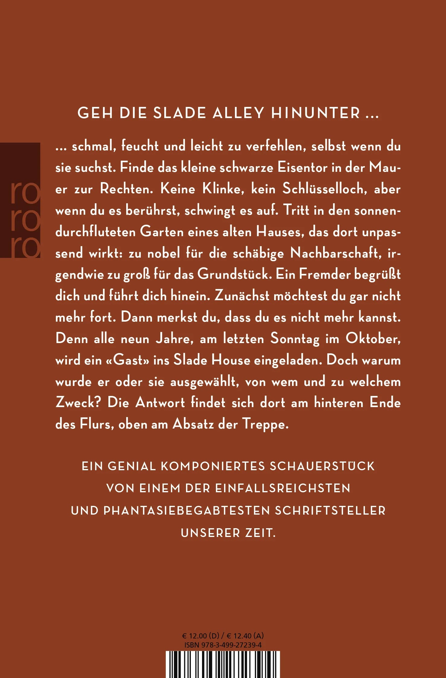 Buchrückseite von 'Slade House' mit Klappentext - Taschenbuch