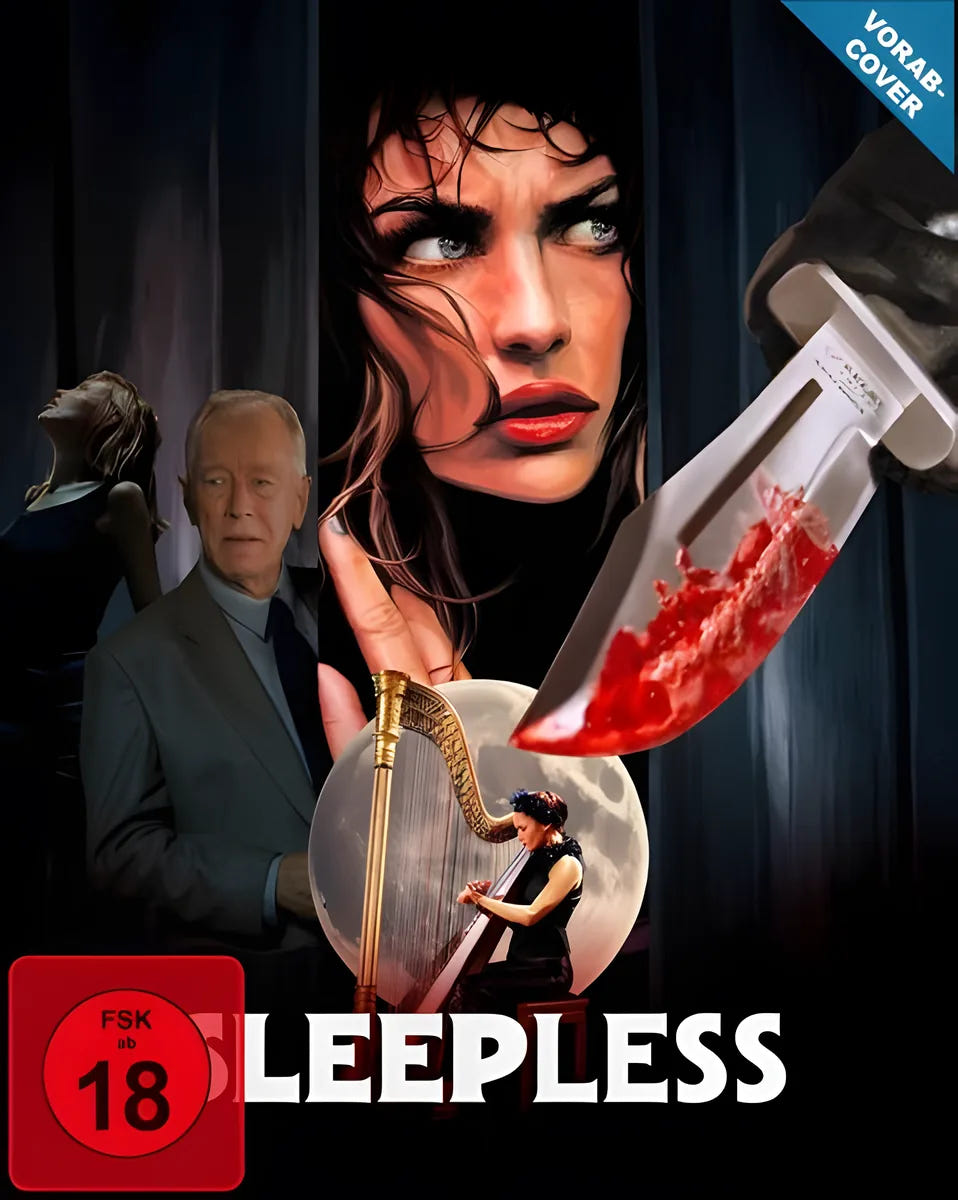4K UHD Blu-ray-Cover: Sleepless (Mediabook). Regie: Dario Argento. Vorläufiges PLAION-Cover; finale Abbildung folgt