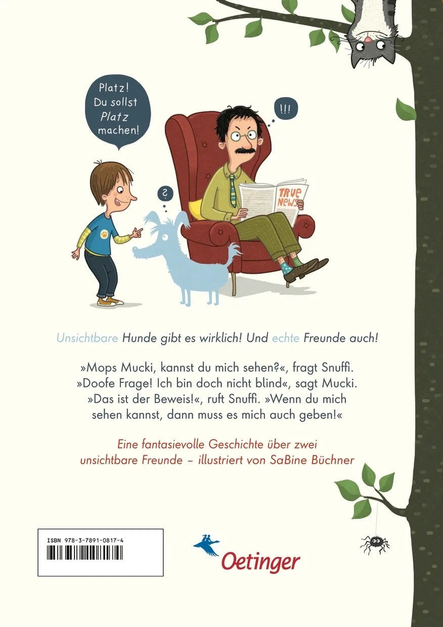 Buchrückseite von 'Snuffi Hartenstein und sein ziemlich dicker Freund' mit Klappentext - Gebundene Ausgabe