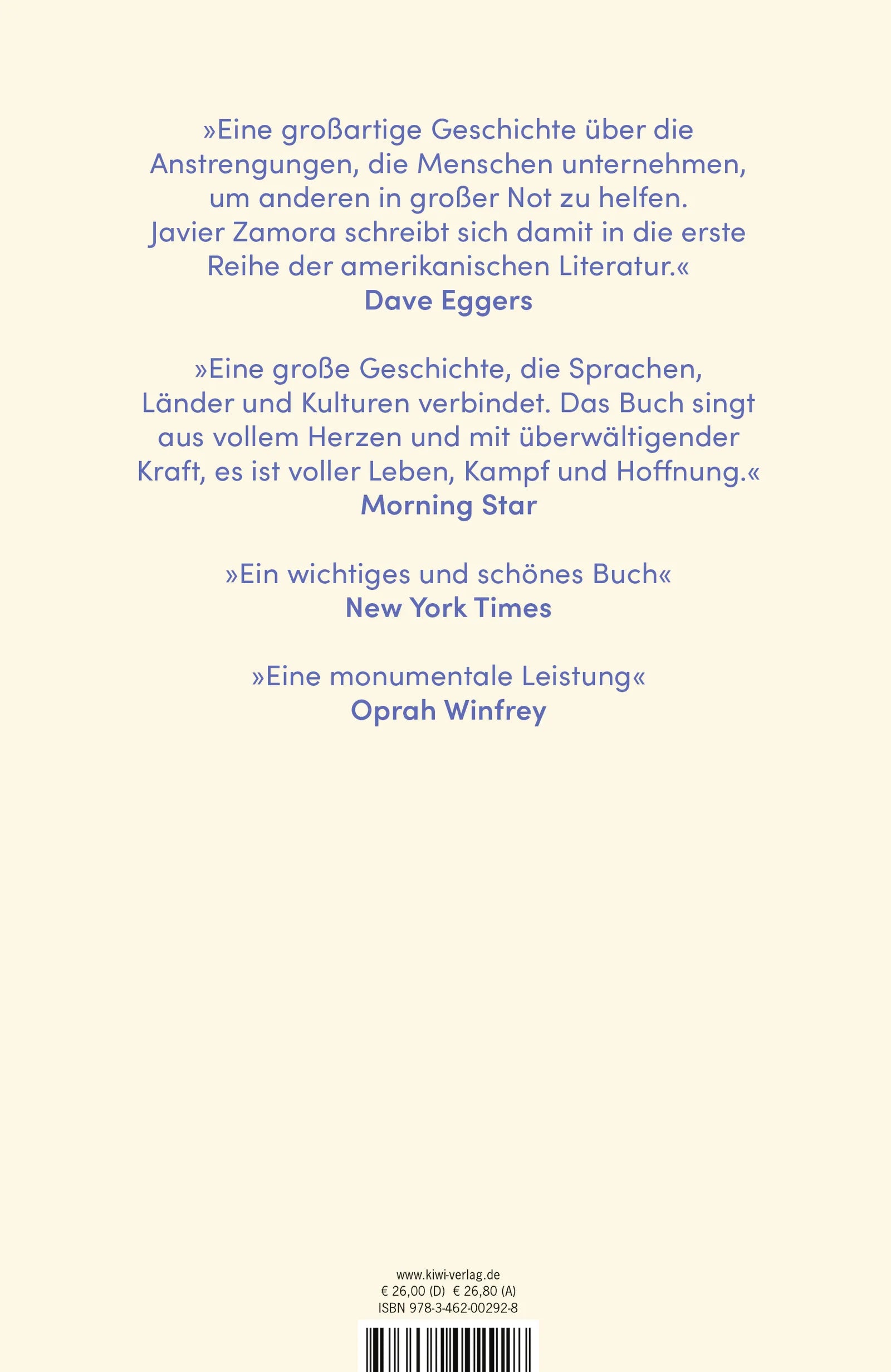 Buchrückseite von 'Solito' mit Klappentext - Gebundene Ausgabe