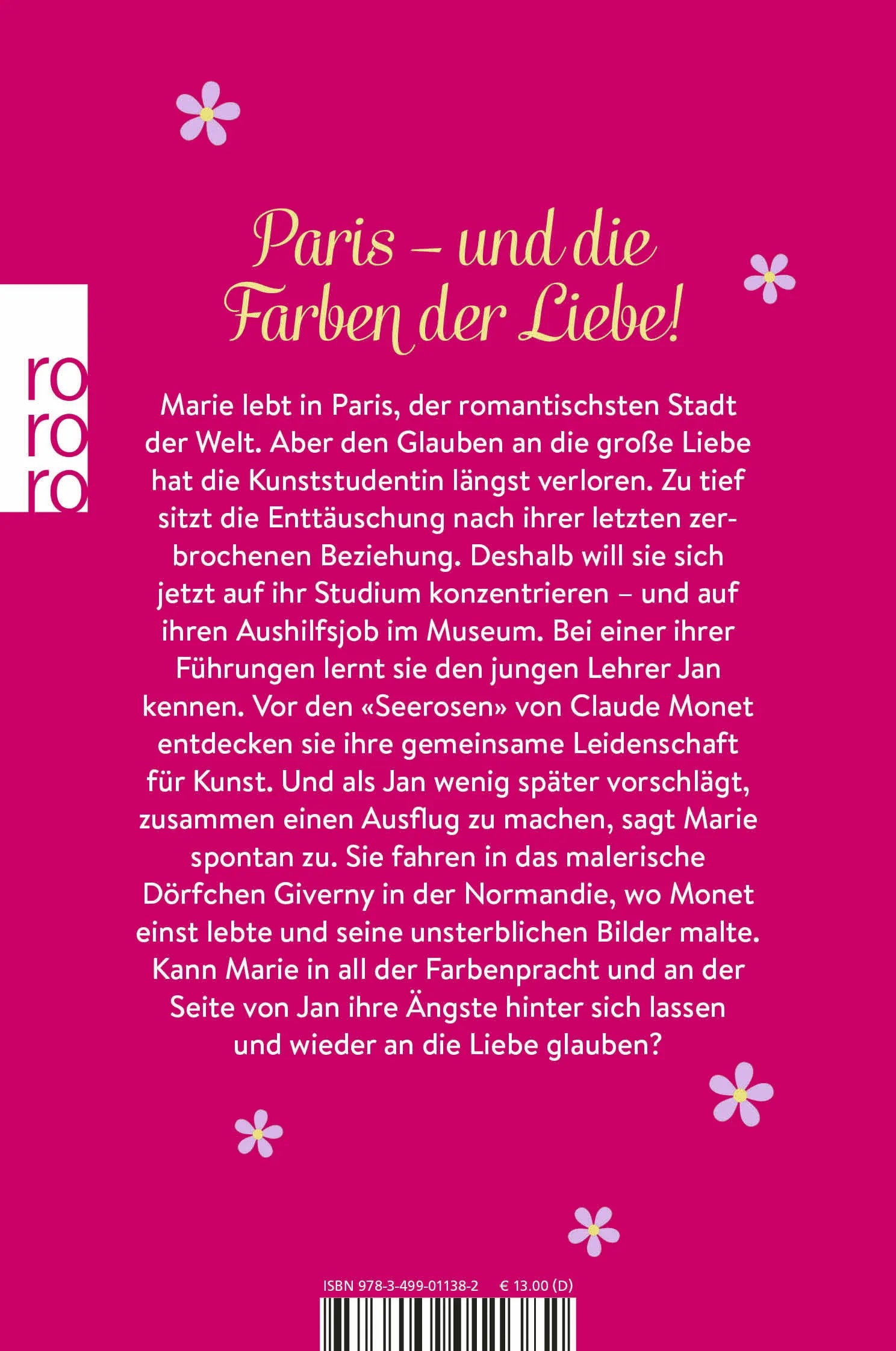 Buchrückseite von 'Sommerfarben in der Stadt der Liebe' mit Klappentext - Taschenbuch