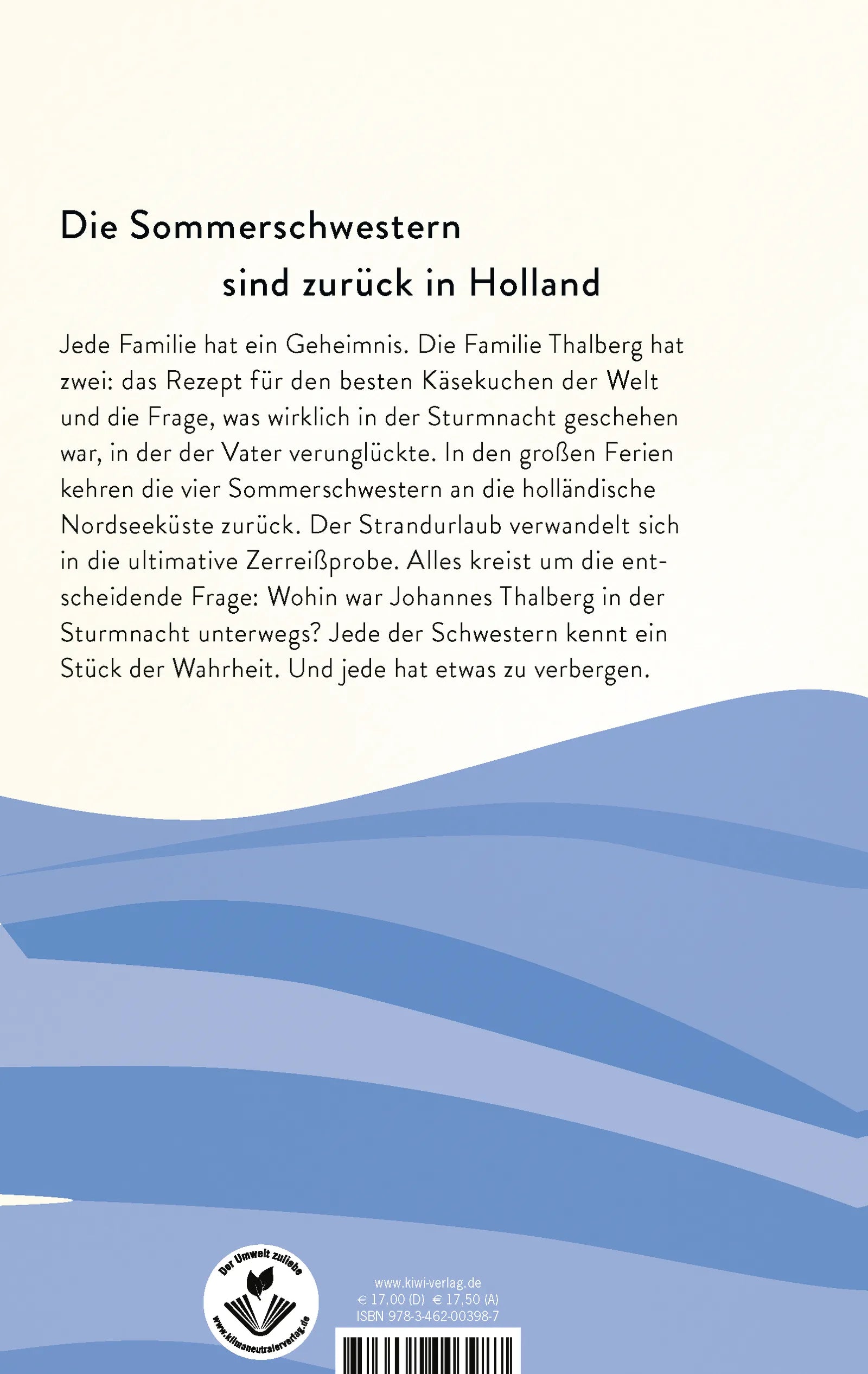 Buchrückseite von 'Sommerschwestern – Die Nacht der Lichter' mit Klappentext - Paperback
