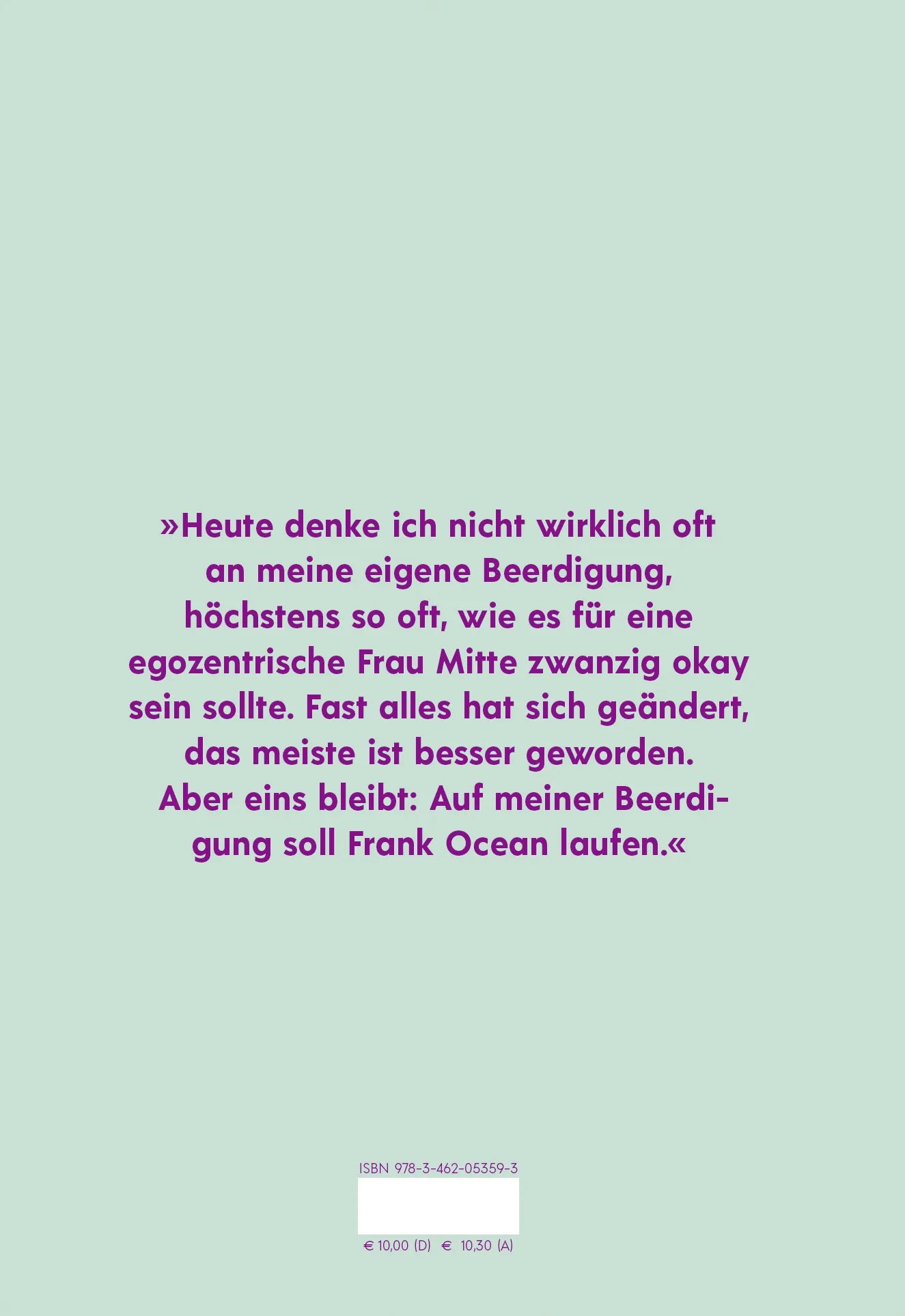 Buchrückseite von 'Sophie Passmann über Frank Ocean' mit Klappentext - Gebundene Ausgabe