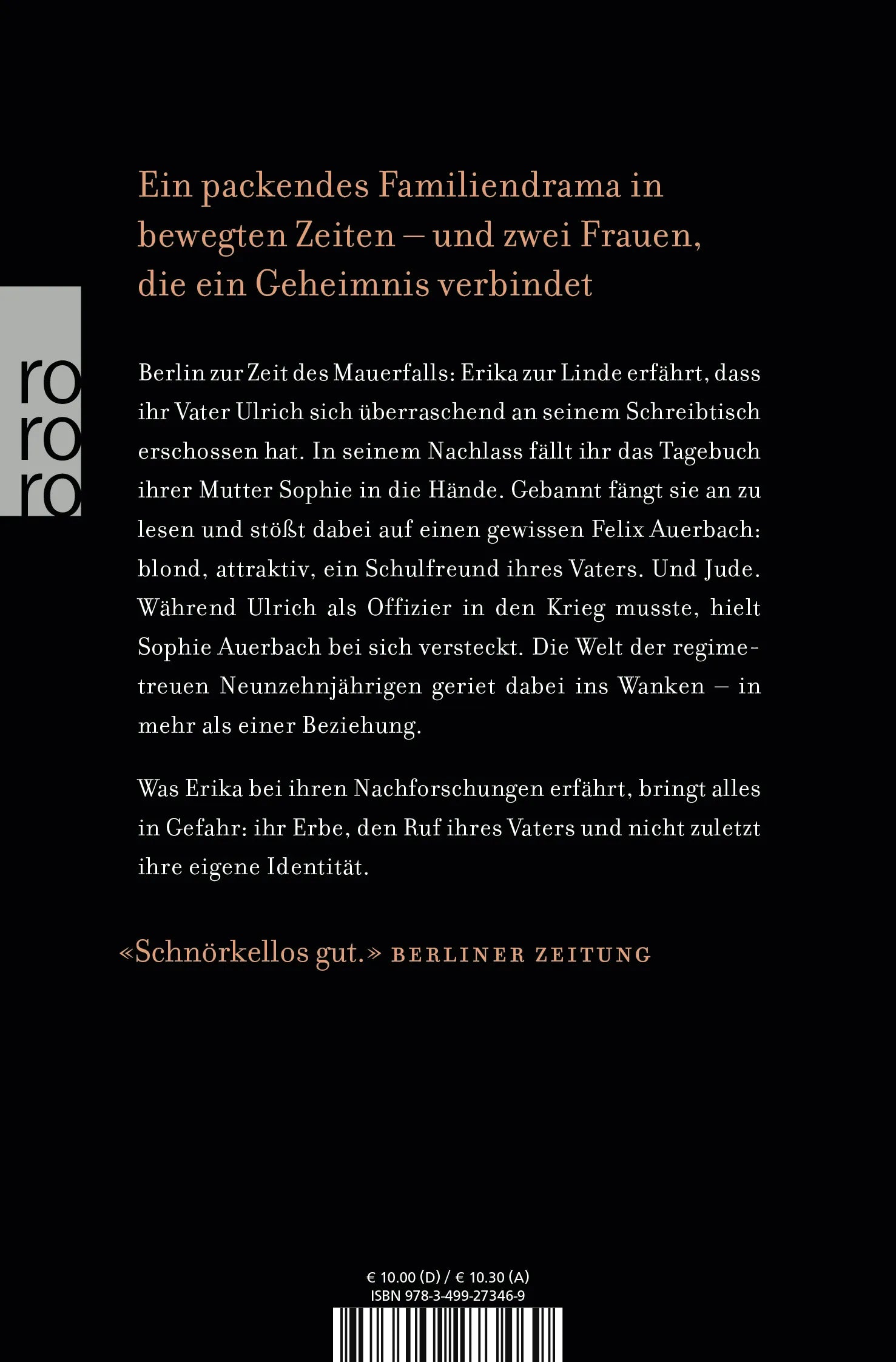 Buchrückseite von 'Sophies Tagebuch' mit Klappentext - Taschenbuch
