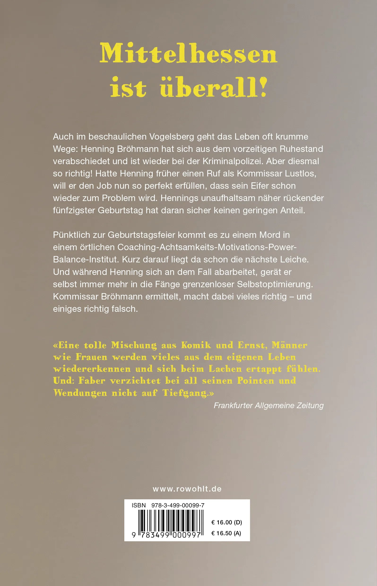 Buchrückseite von 'Sorge dich nicht, stirb!' mit Klappentext - Paperback
