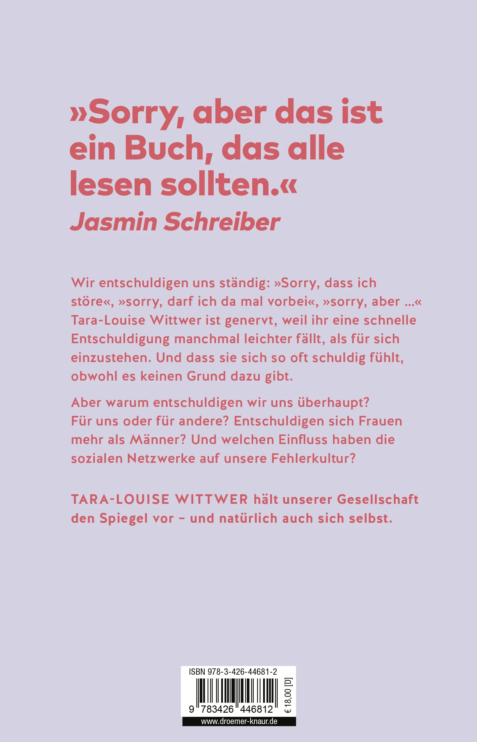 Buchrückseite von 'Sorry, aber ...' mit Klappentext - Paperback