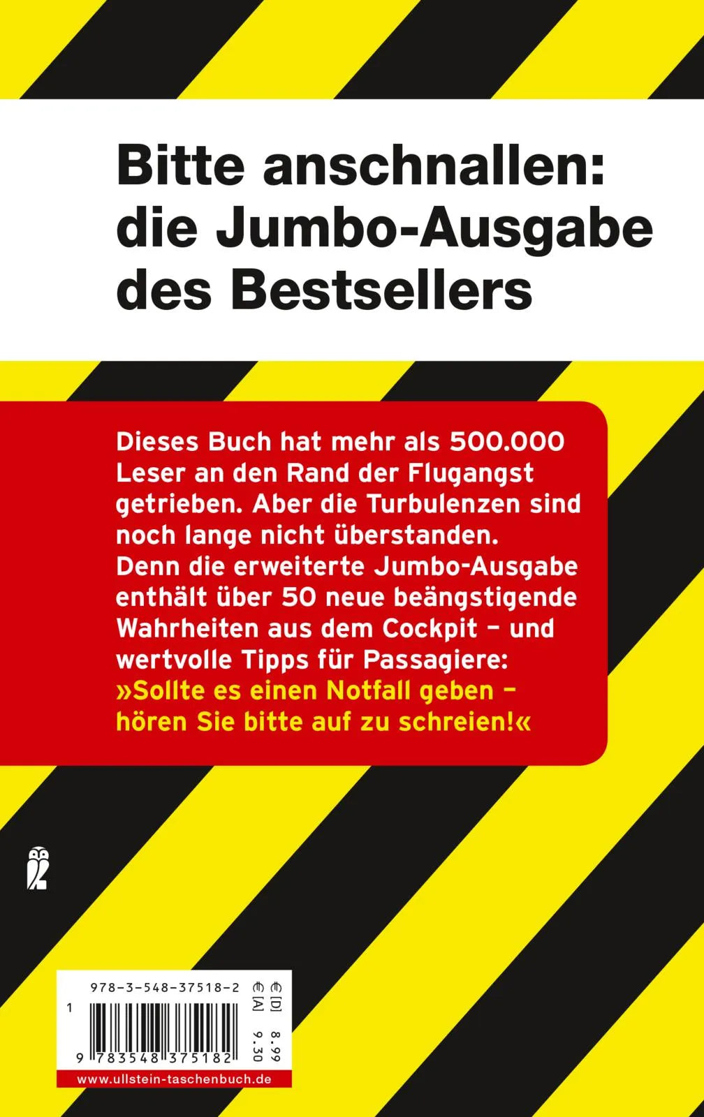 Buchrückseite von '»Sorry, wir haben die Landebahn verfehlt«' mit Klappentext - Taschenbuch