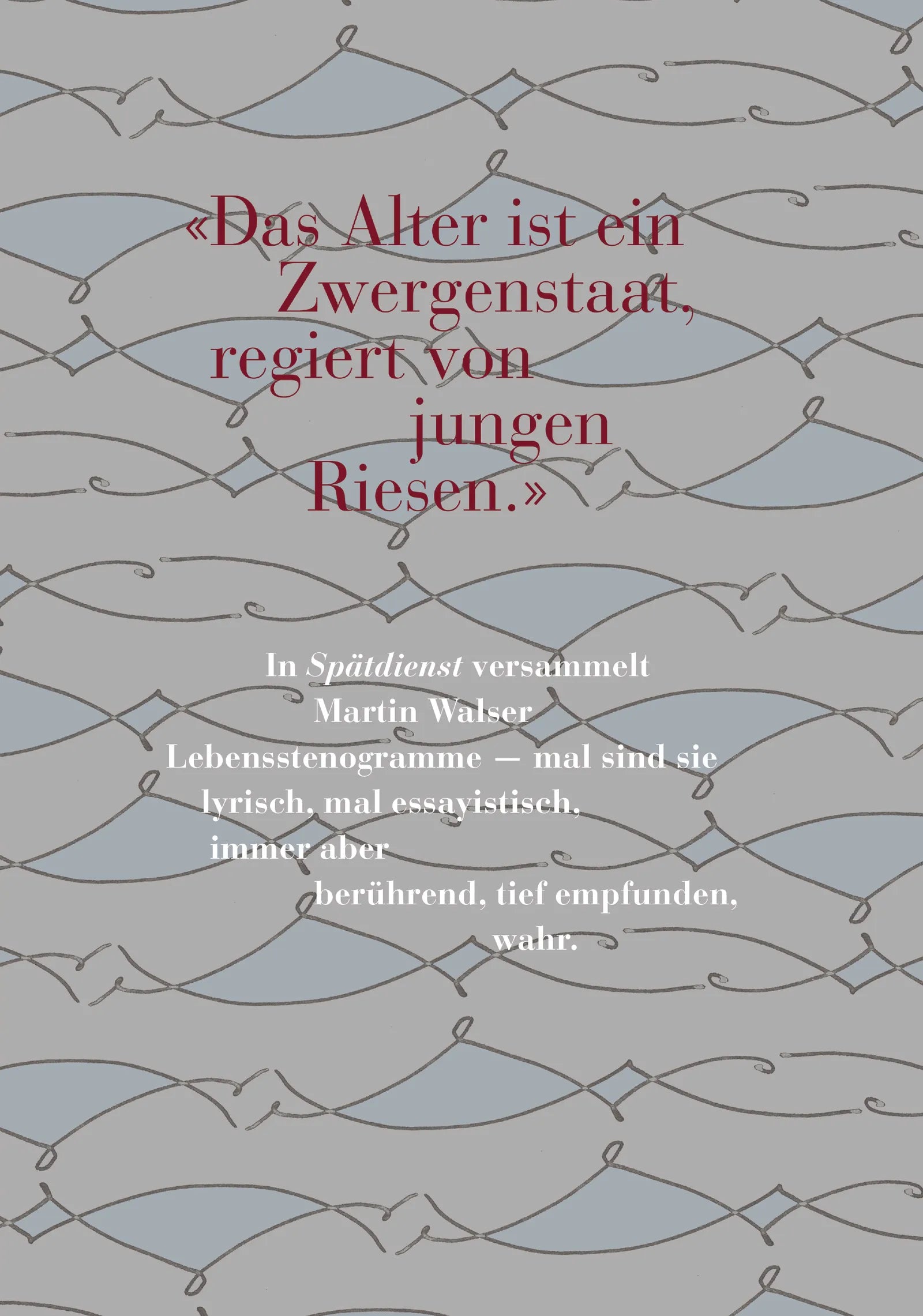 Buchrückseite von 'Spätdienst' mit Klappentext - Gebundene Ausgabe