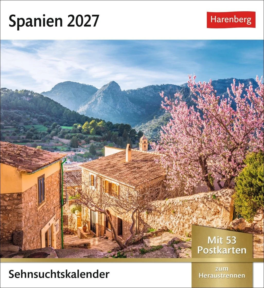 Postkartenkalender: Spanien Sehnsuchtskalender 2027 - Wochenkalender mit 53 Postkarten
