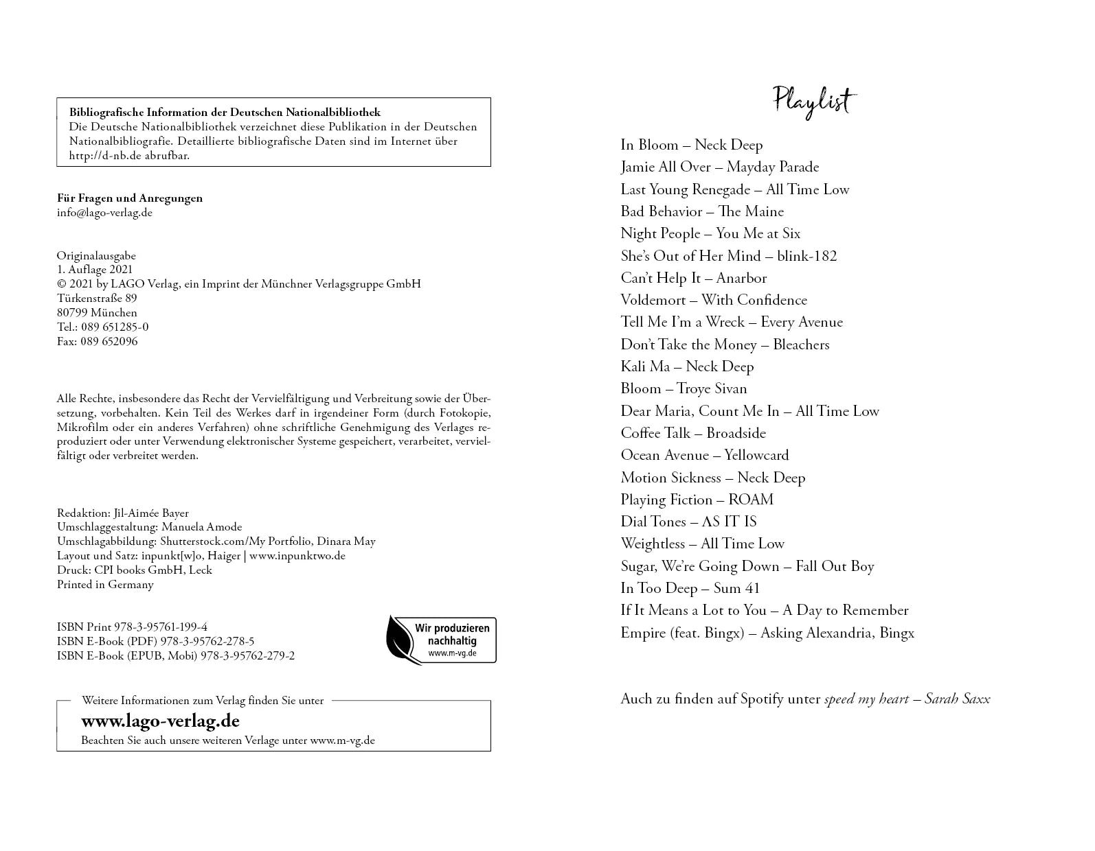 Innenansicht von 'Speed My Heart' - Taschenbuch