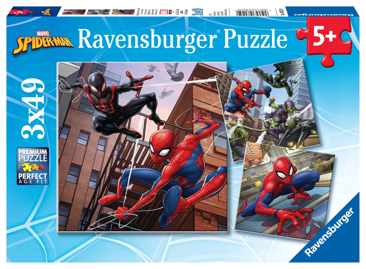 Kinderpuzzle: Kinderpuzzle 3x49 Teile - Spider-Man beschützt die Stadt