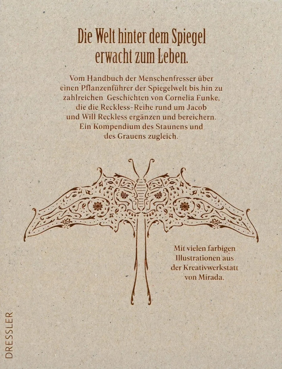 Buchrückseite von 'Spiegelwelt' mit Klappentext - Gebundene Ausgabe