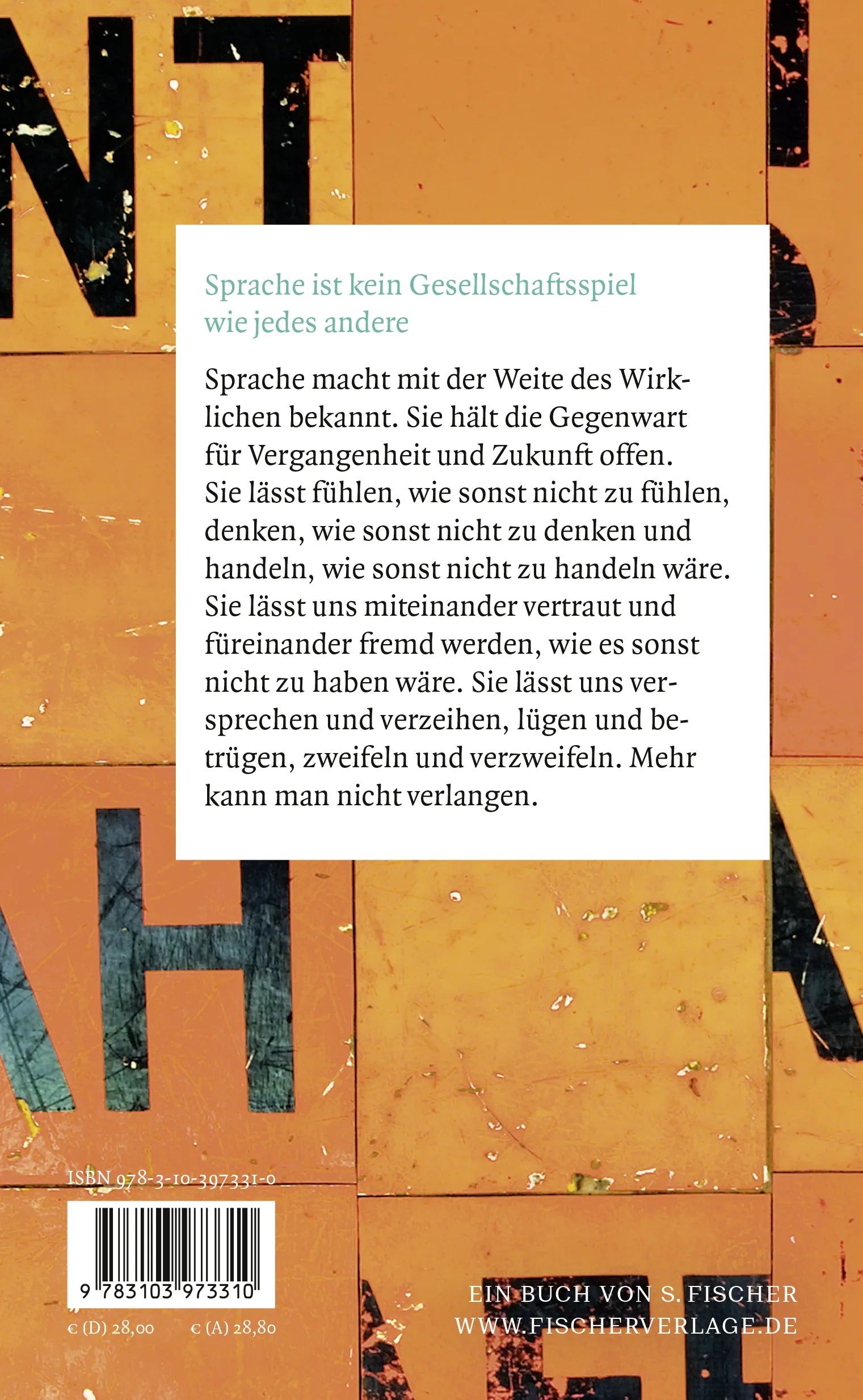 Buchrückseite von 'Spiele der Sprache' mit Klappentext - Gebundene Ausgabe