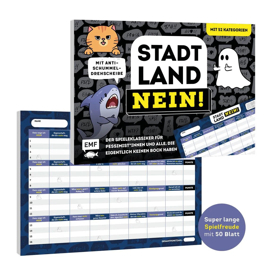 Stadt, Land, NEIN! – Der Spieleklassiker für Pessimist*innen und alle, die eigentlich keinen Bock haben – Ansicht