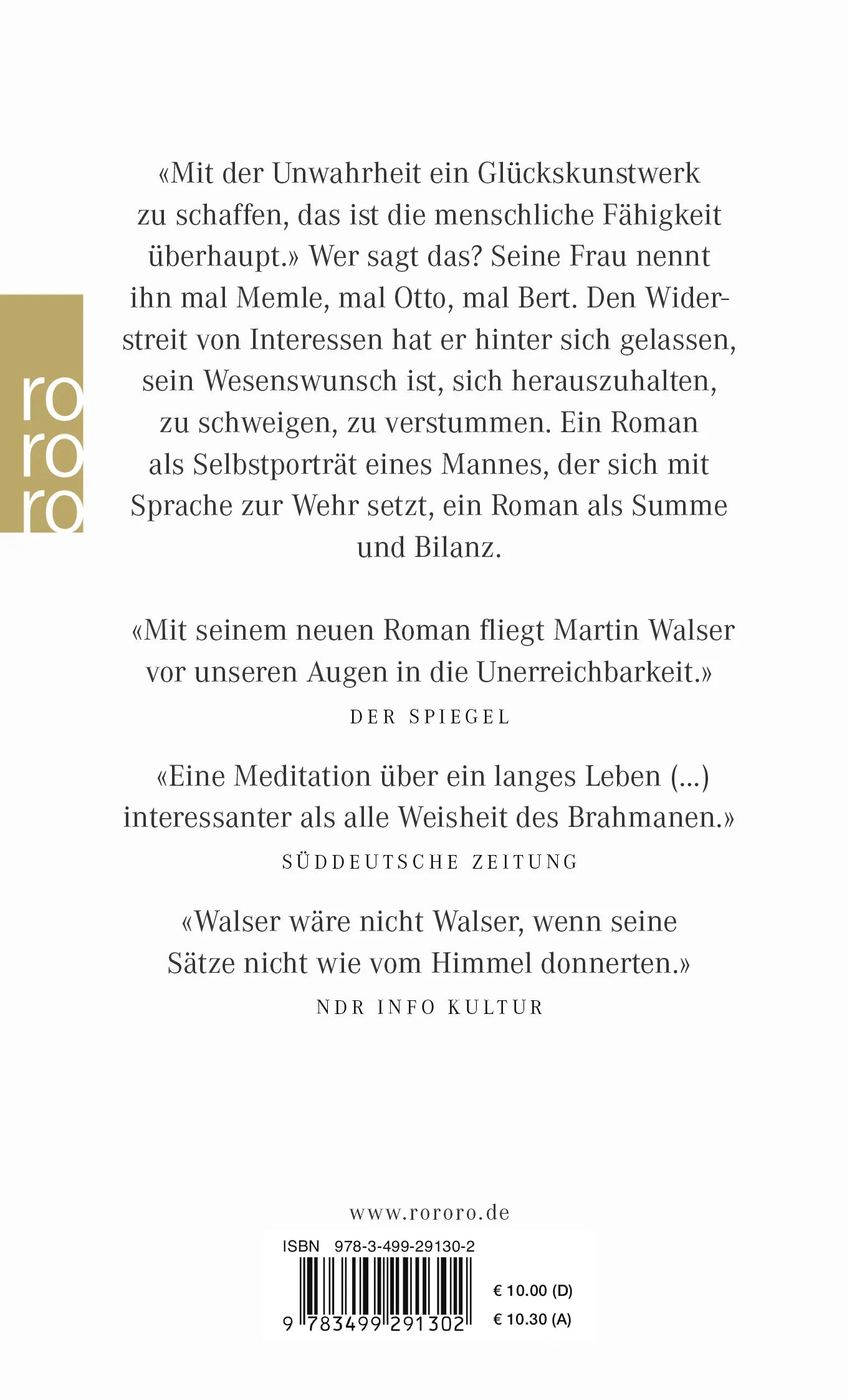 Buchrückseite von 'Statt etwas oder Der letzte Rank' mit Klappentext - Taschenbuch