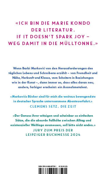 Buchrückseite von 'Stehlen, Schimpfen, Spielen' mit Klappentext - Gebundene Ausgabe