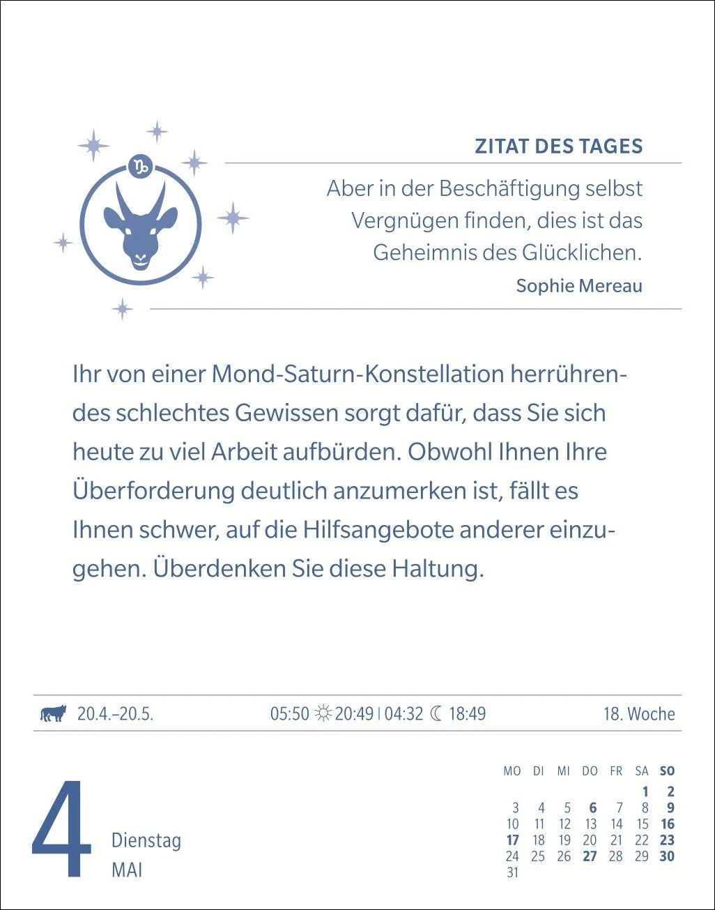 Steinbock Sternzeichenkalender 2027 - Tagesabreißkalender - Ihr Horoskop für jeden Tag – Ansicht