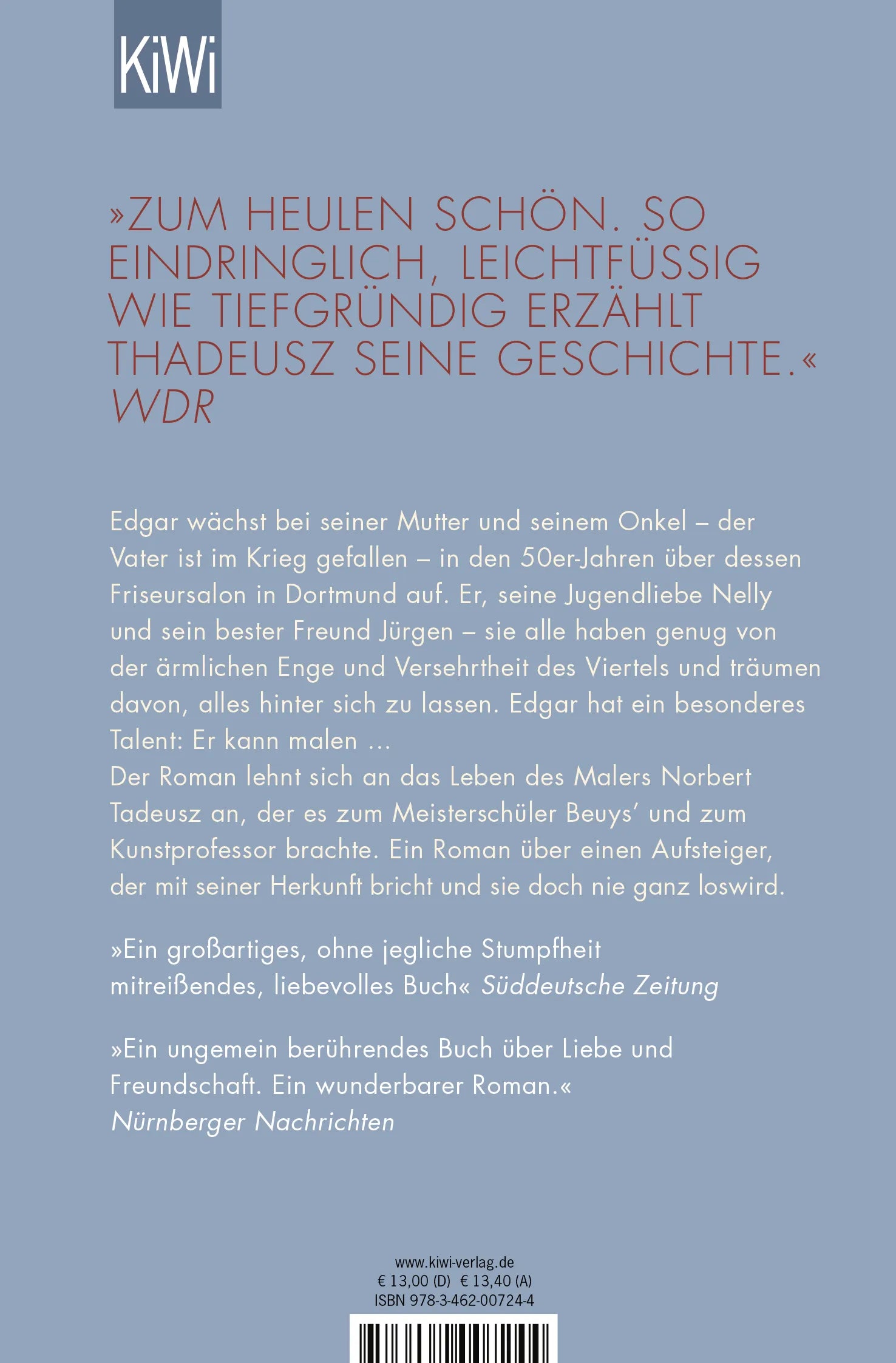 Buchrückseite von 'Steinhammerstraße' mit Klappentext - Taschenbuch