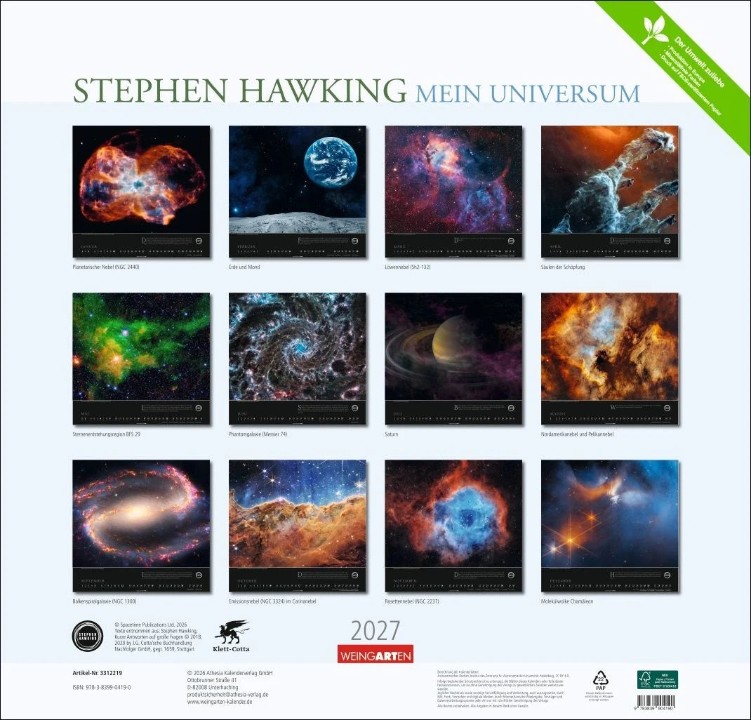 Stephen Hawking Kalender 2027 - Mein Universum – Ansicht