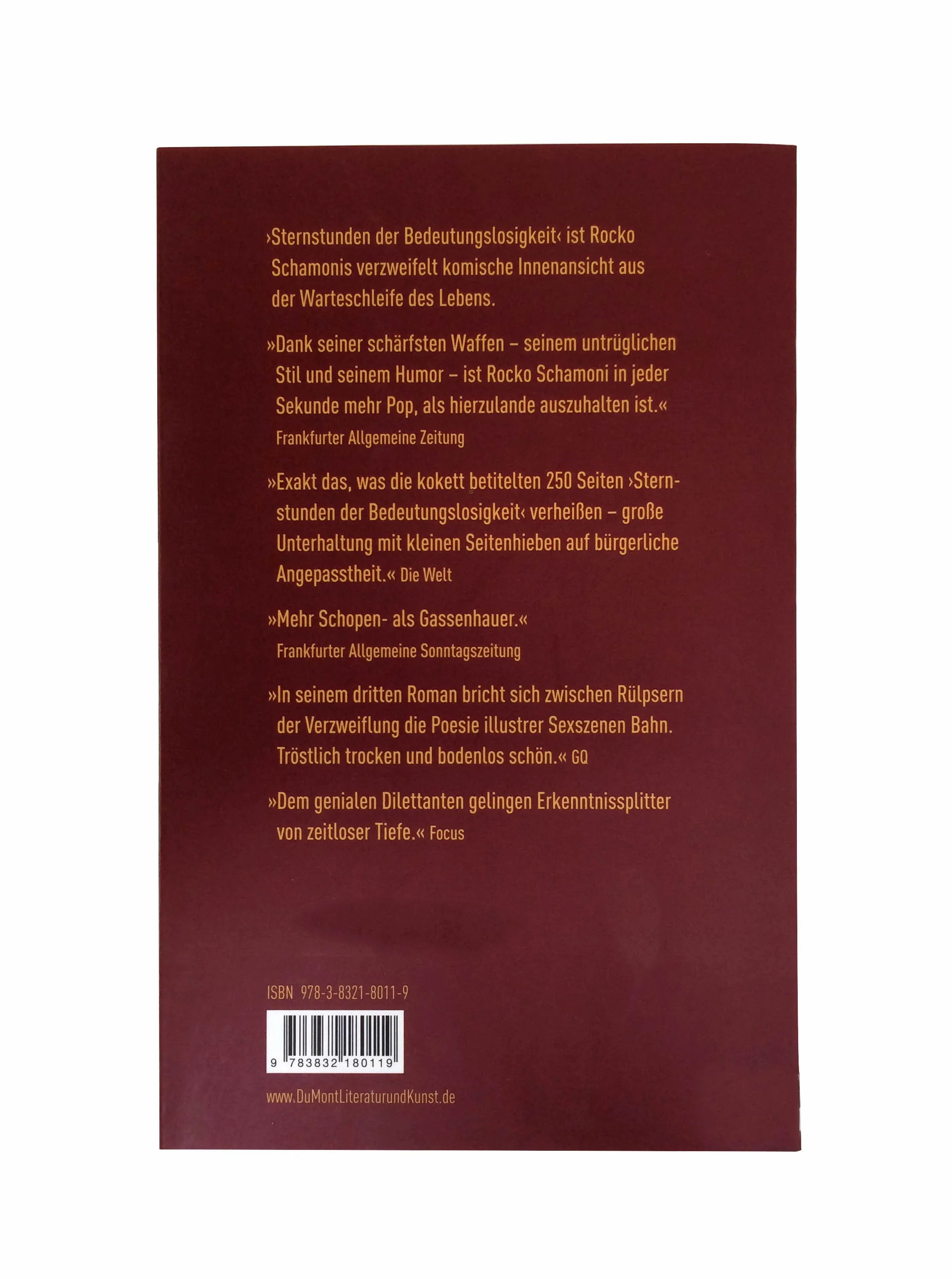 Buchrückseite von 'Sternstunden der Bedeutungslosigkeit' mit Klappentext - Paperback