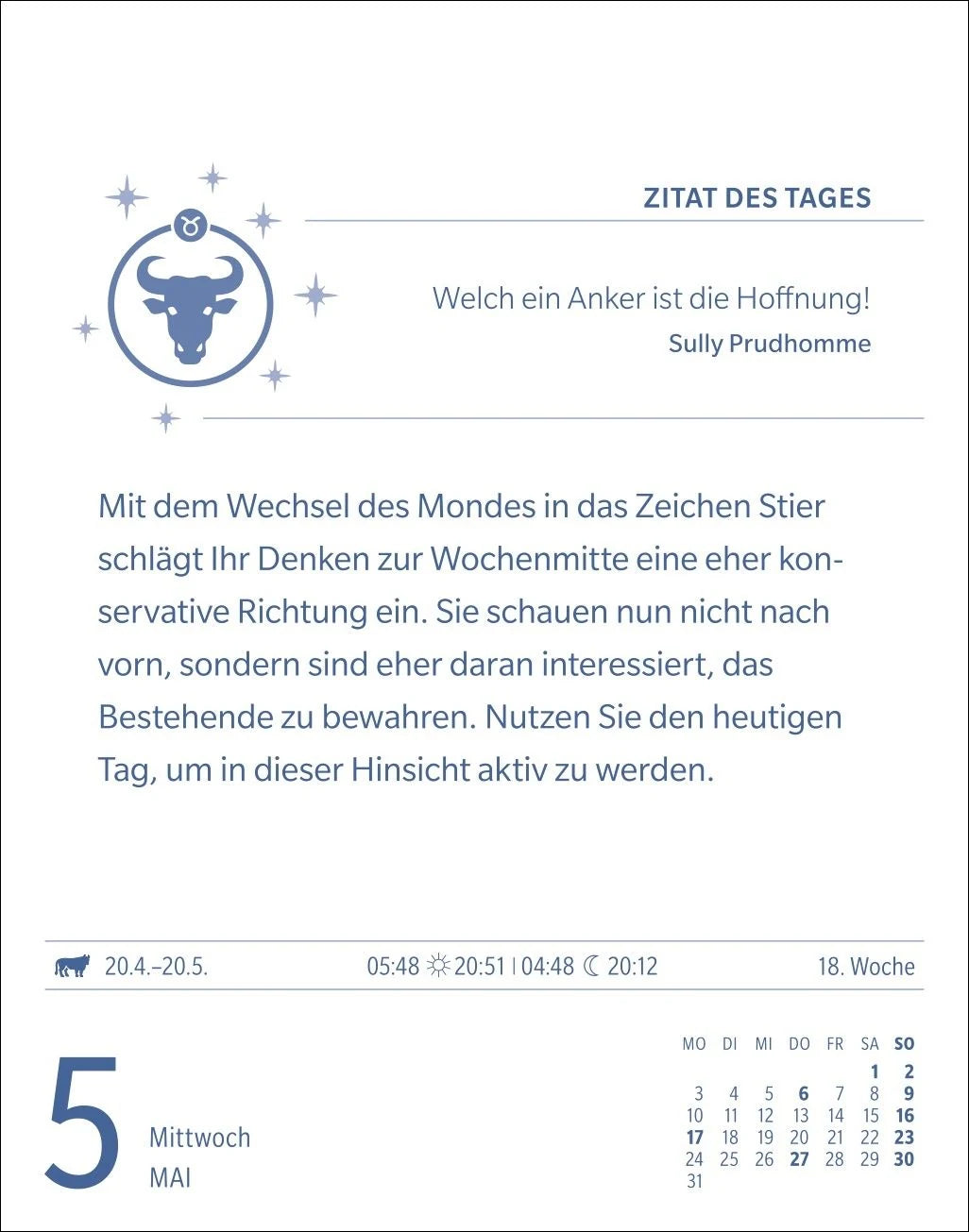 Stier Sternzeichenkalender 2027 - Tagesabreißkalender - Ihr Horoskop für jeden Tag – Ansicht