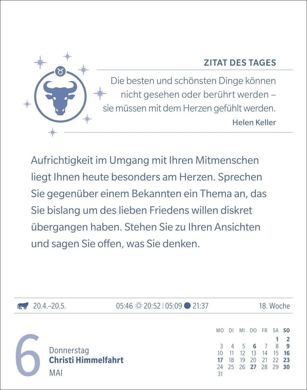Stier Sternzeichenkalender 2027 - Tagesabreißkalender - Ihr Horoskop für jeden Tag – Ansicht