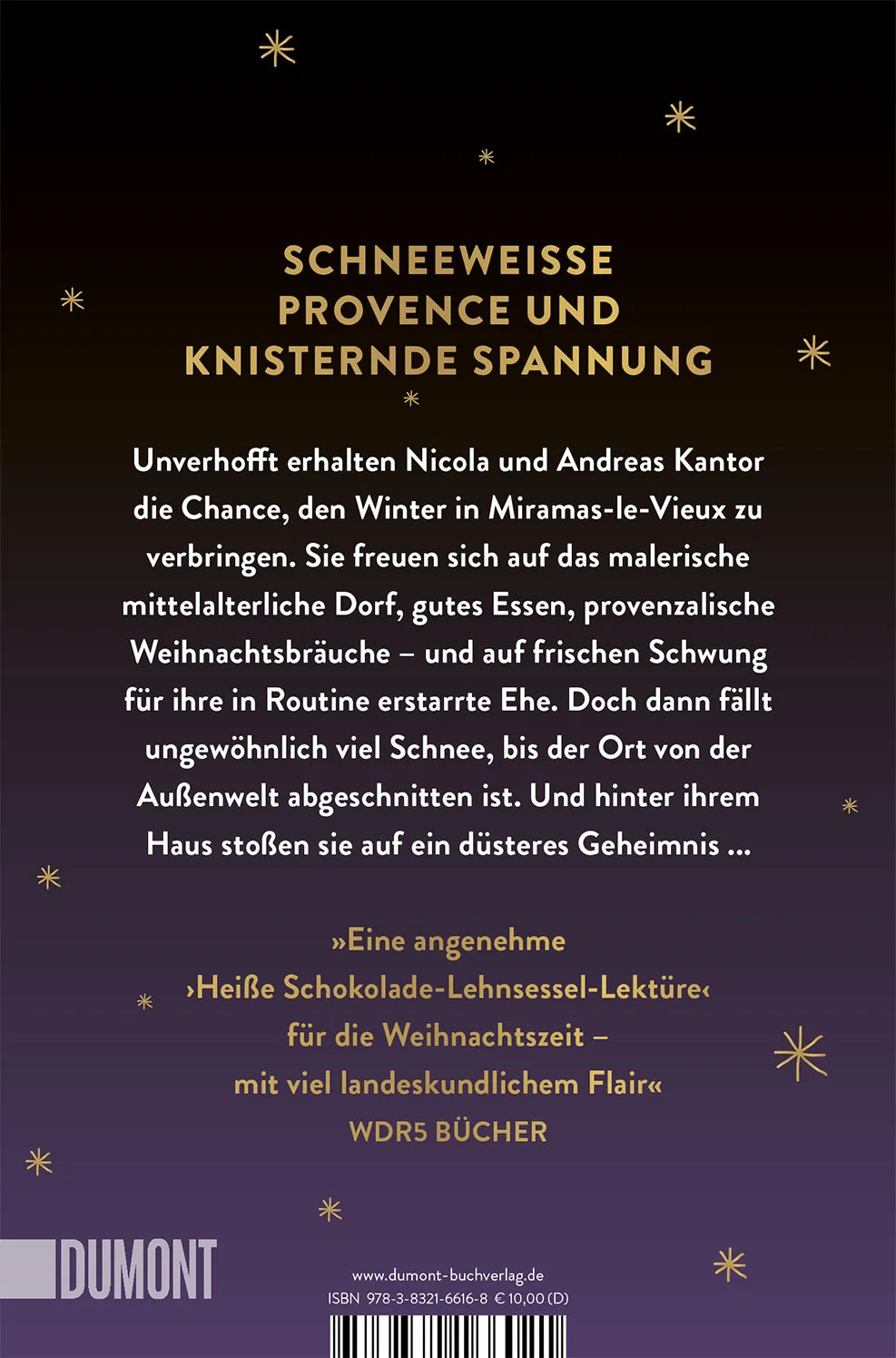 Buchrückseite von 'Stille Nacht in der Provence' mit Klappentext - Taschenbuch