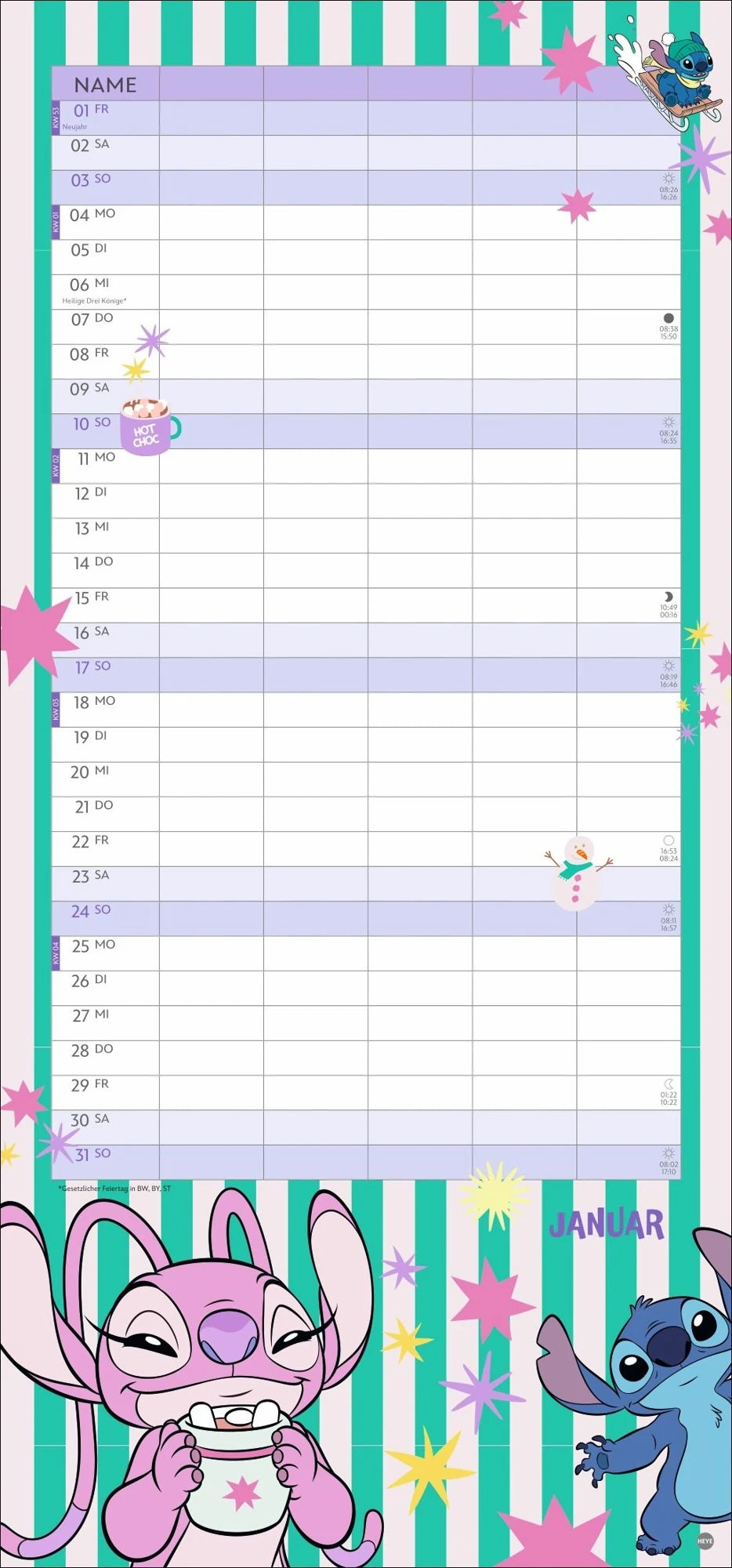 Stitch Familienplaner 2027 – Ansicht