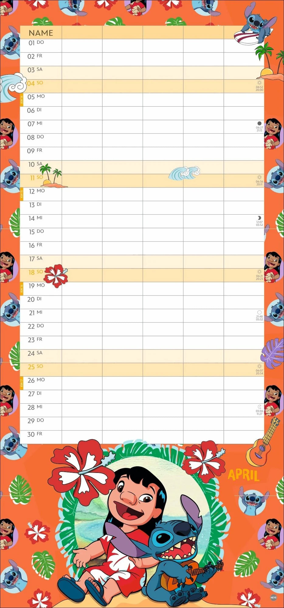 Stitch Familienplaner 2027 – Ansicht