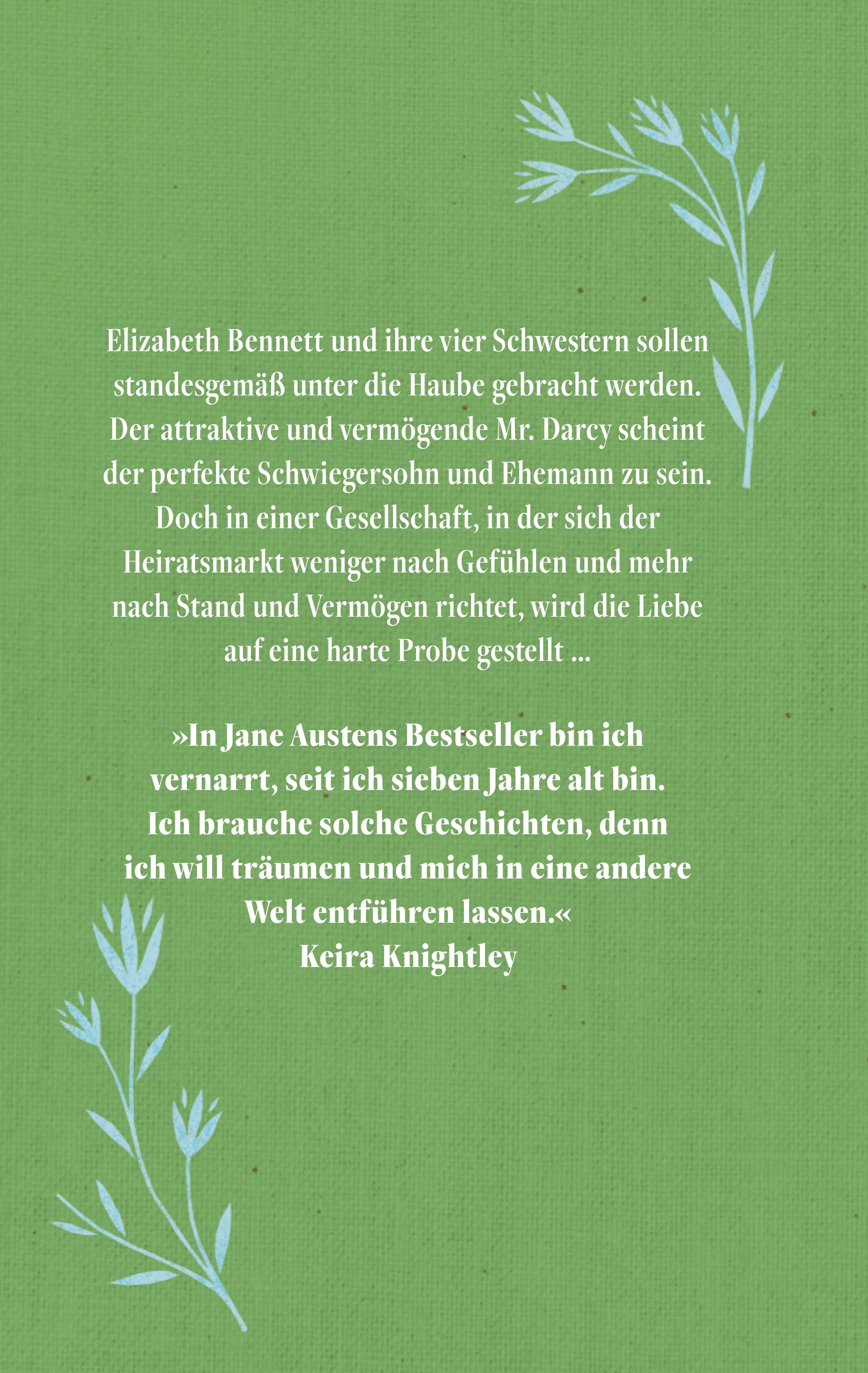 Buchrückseite von 'Stolz und Vorurteil' mit Klappentext - Gebundene Ausgabe