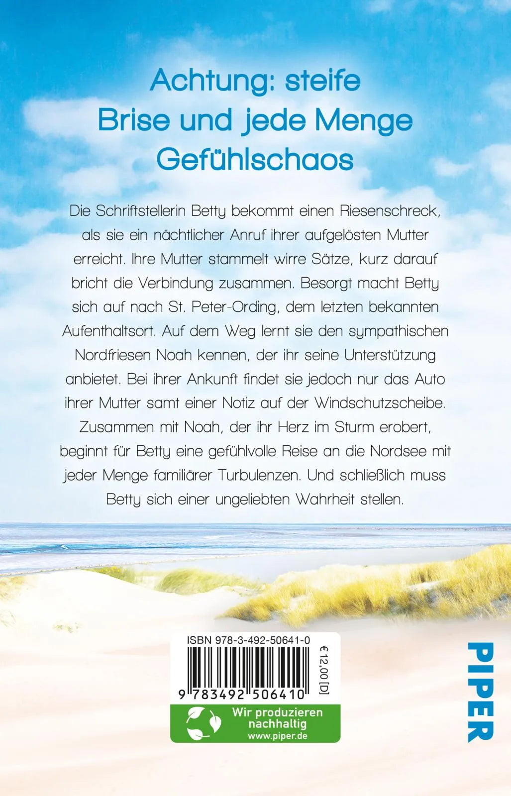 Buchrückseite von 'Strandgeflüster in St. Peter-Ording' mit Klappentext - Taschenbuch