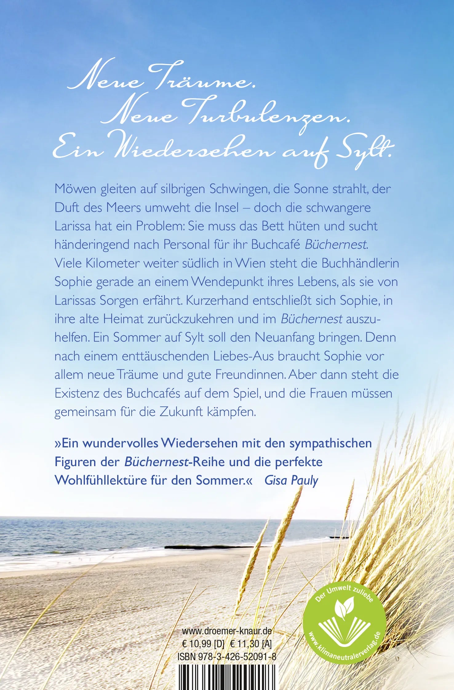 Buchrückseite von 'Strandkorbträume' mit Klappentext - Taschenbuch