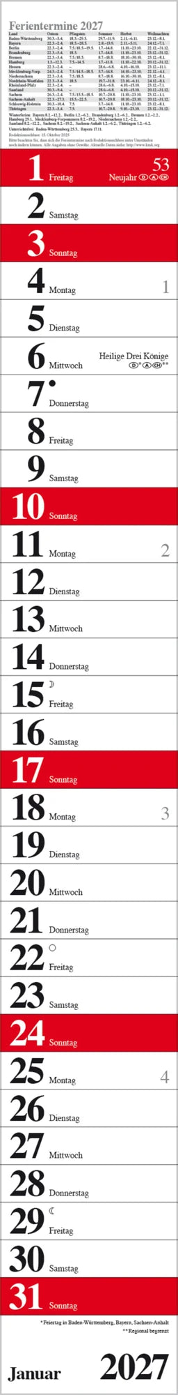 Streifenplaner Praktika Rot 2027 – Ansicht