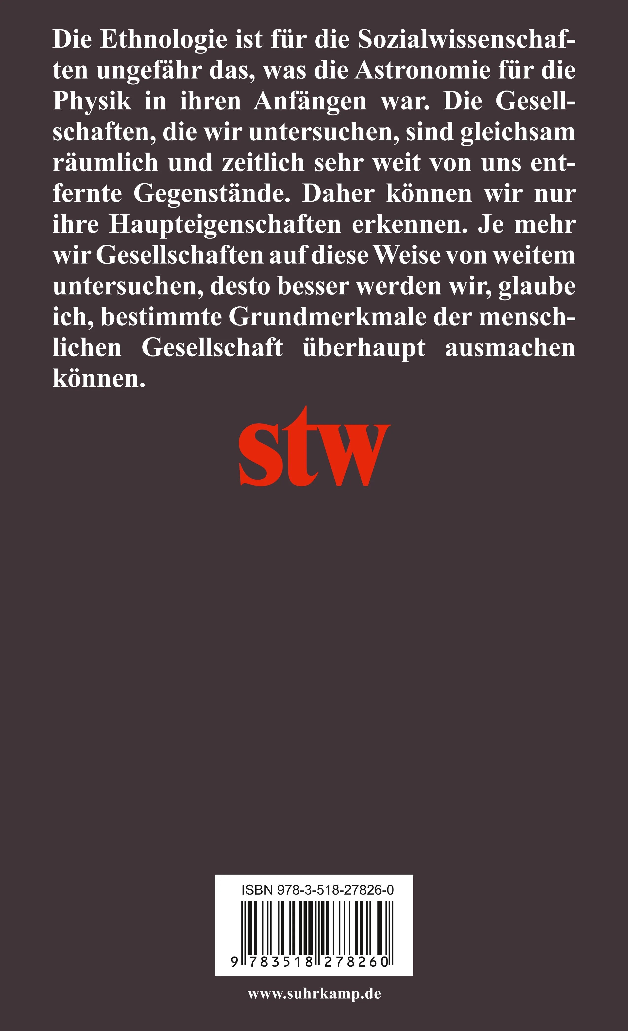 Buchrückseite von 'Strukturale Anthropologie I' mit Klappentext - Taschenbuch