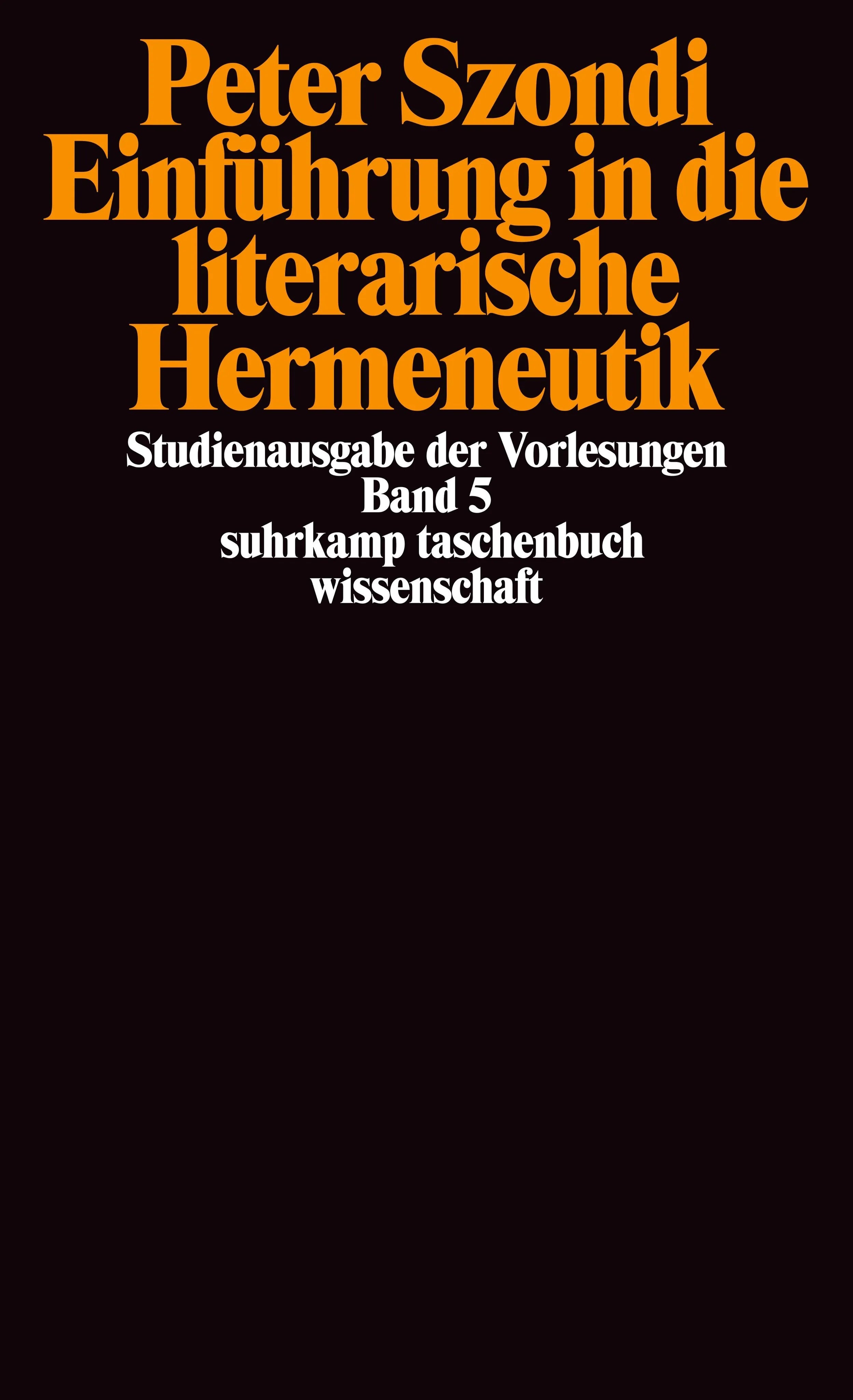 Buchcover von 'Studienausgabe der Vorlesungen in 5 Bänden' - Taschenbuch von Peter Szondi