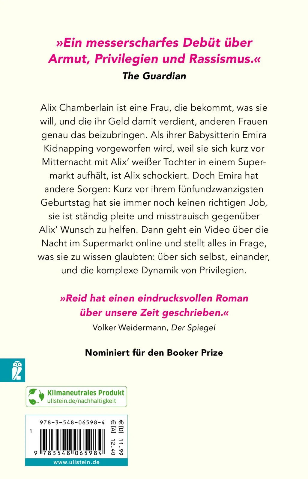 Buchrückseite von 'Such a Fun Age' mit Klappentext - Taschenbuch